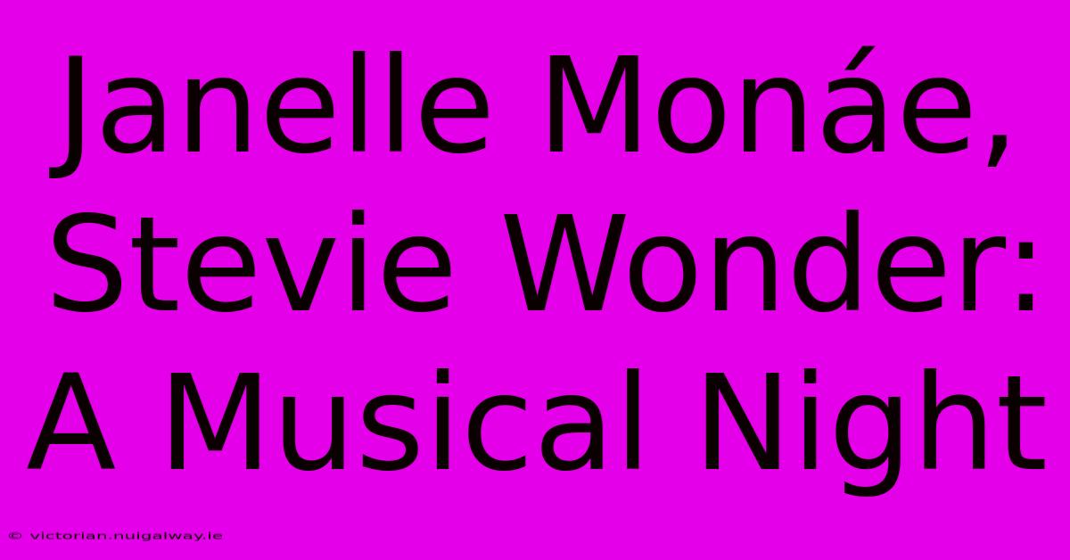 Janelle Monáe, Stevie Wonder: A Musical Night