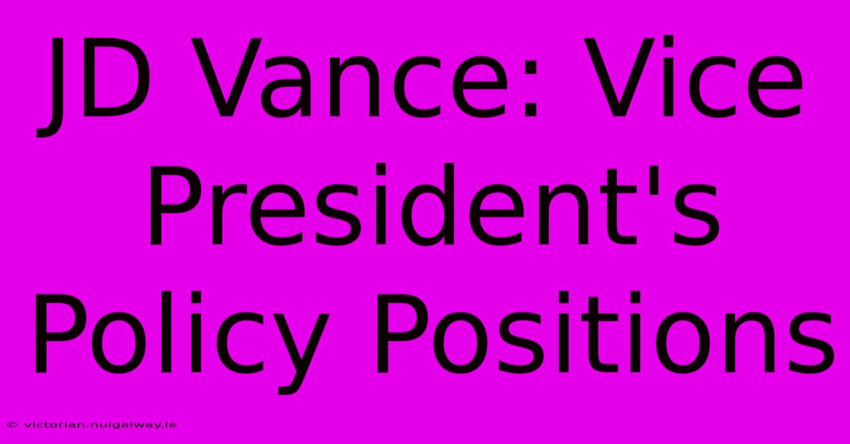 JD Vance: Vice President's Policy Positions