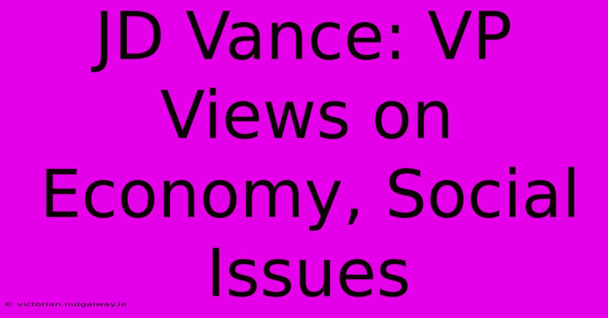 JD Vance: VP Views On Economy, Social Issues