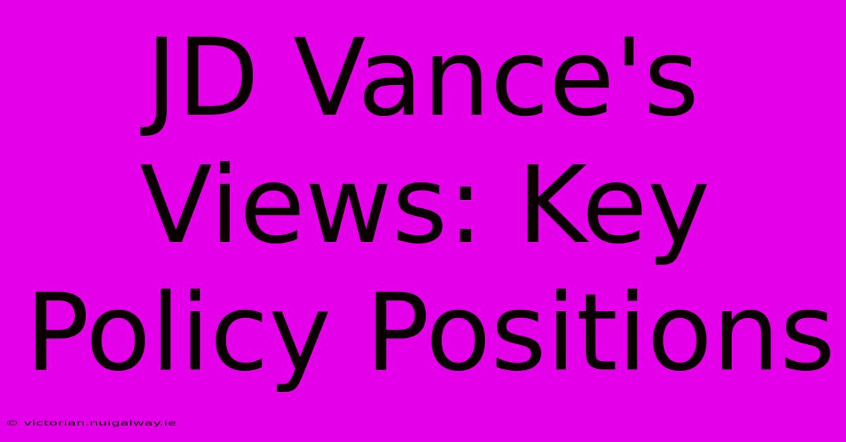 JD Vance's Views: Key Policy Positions