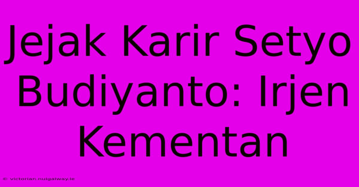 Jejak Karir Setyo Budiyanto: Irjen Kementan