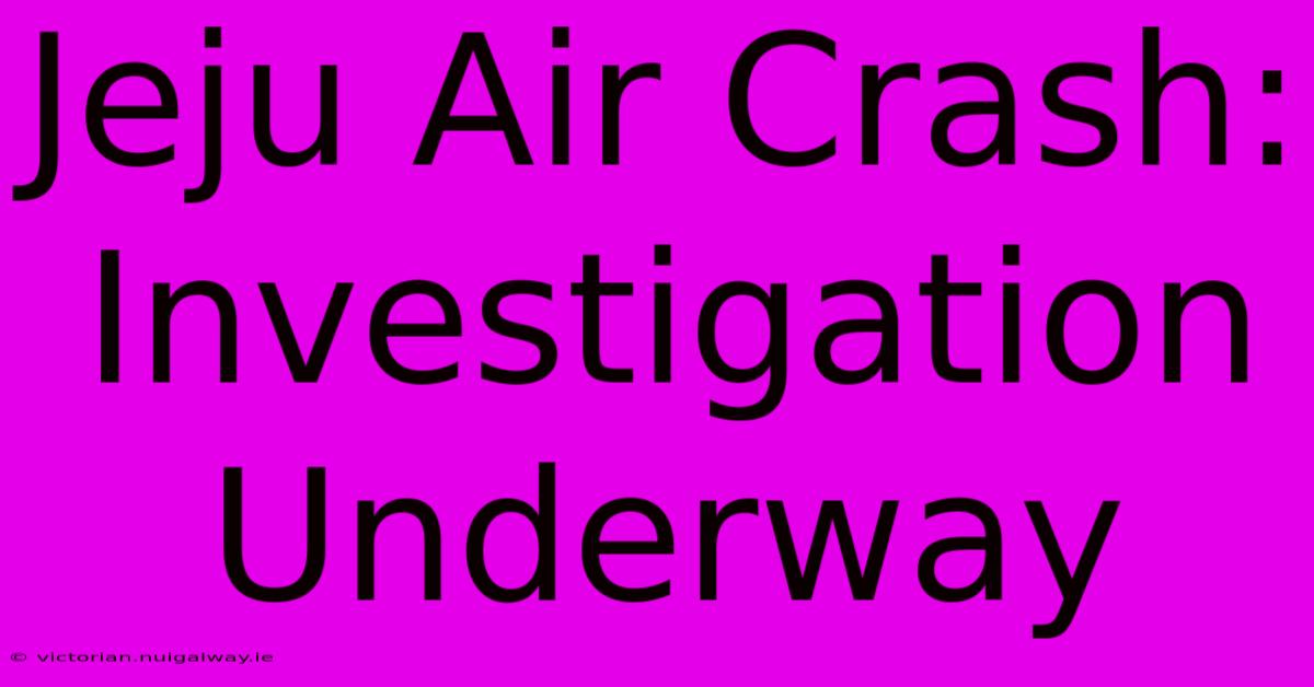 Jeju Air Crash: Investigation Underway