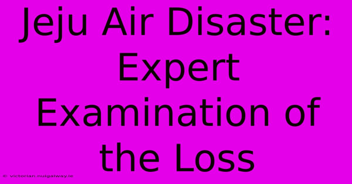 Jeju Air Disaster: Expert Examination Of The Loss