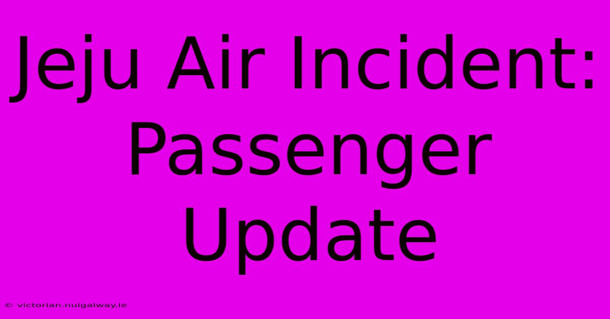 Jeju Air Incident: Passenger Update