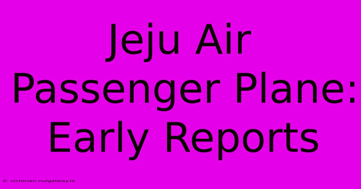 Jeju Air Passenger Plane: Early Reports