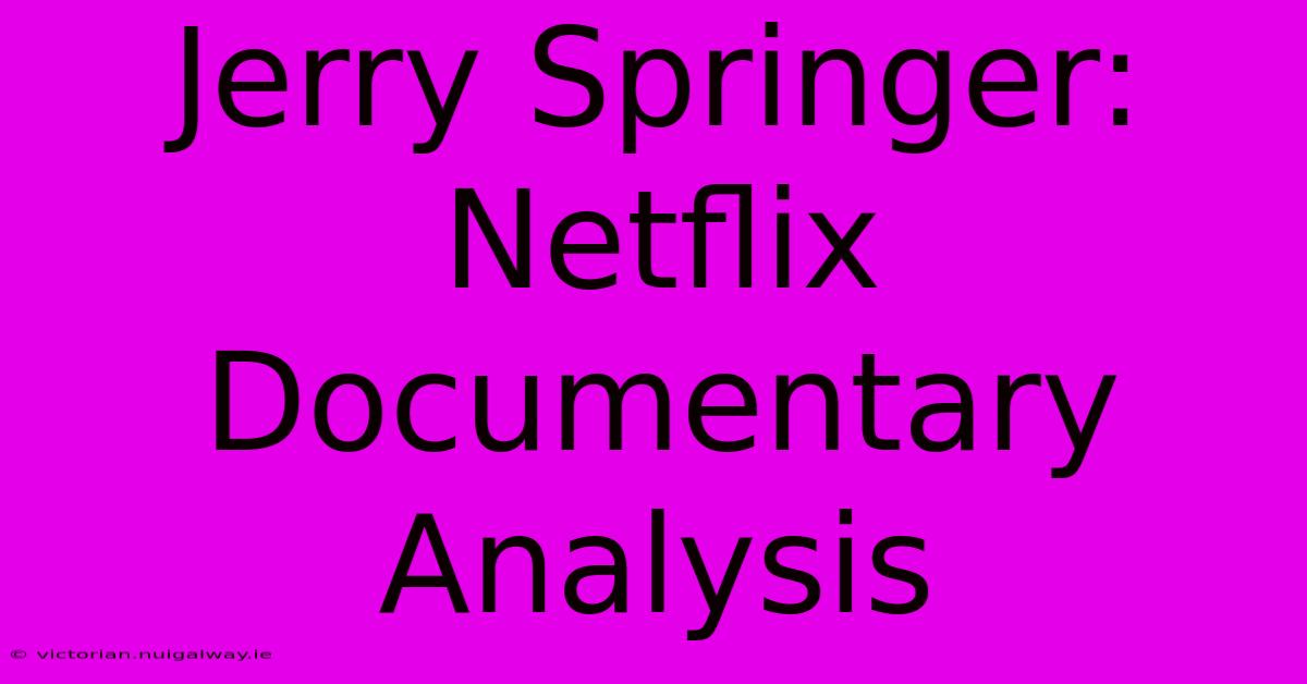 Jerry Springer:  Netflix Documentary Analysis