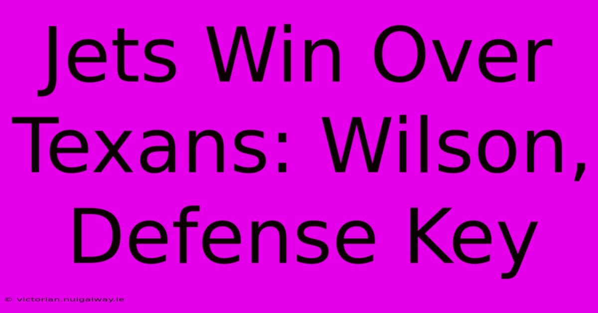 Jets Win Over Texans: Wilson, Defense Key 