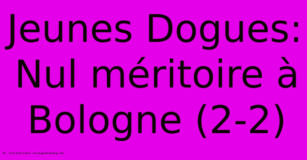 Jeunes Dogues: Nul Méritoire À Bologne (2-2)