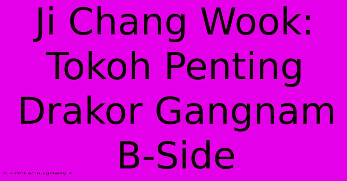 Ji Chang Wook: Tokoh Penting Drakor Gangnam B-Side