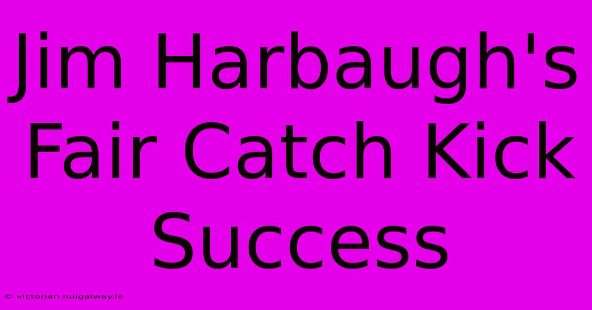 Jim Harbaugh's Fair Catch Kick Success