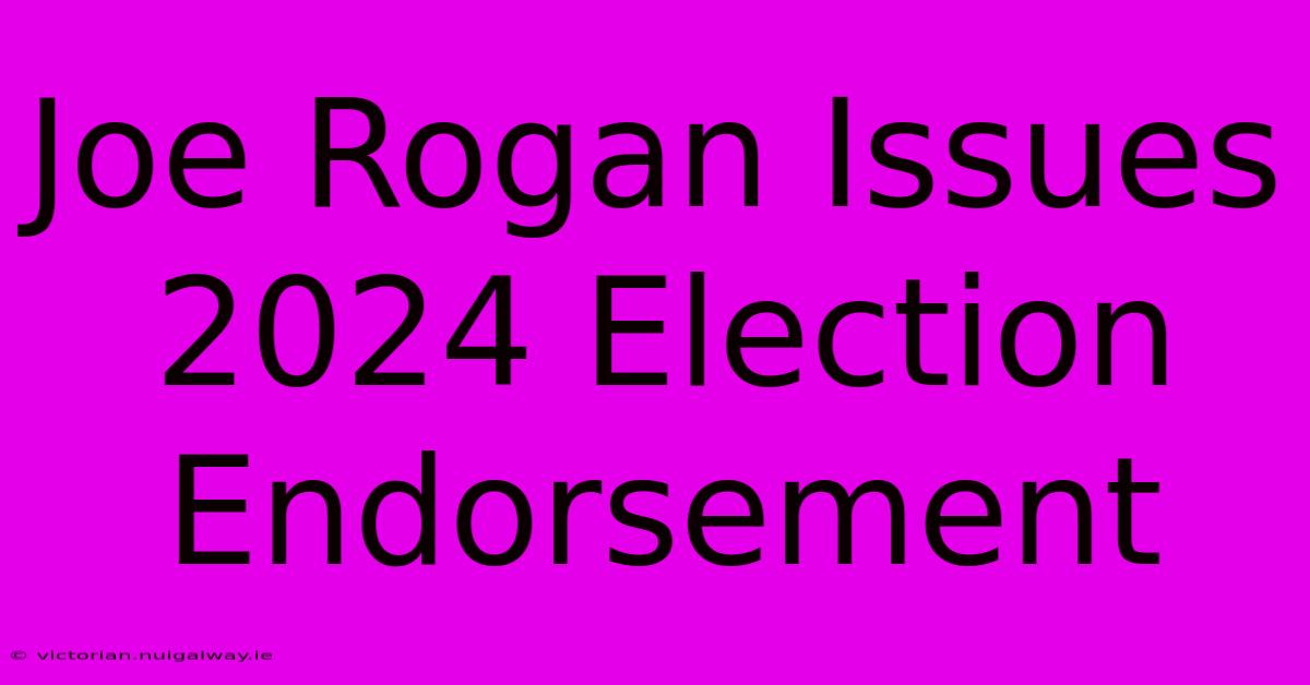 Joe Rogan Issues 2024 Election Endorsement