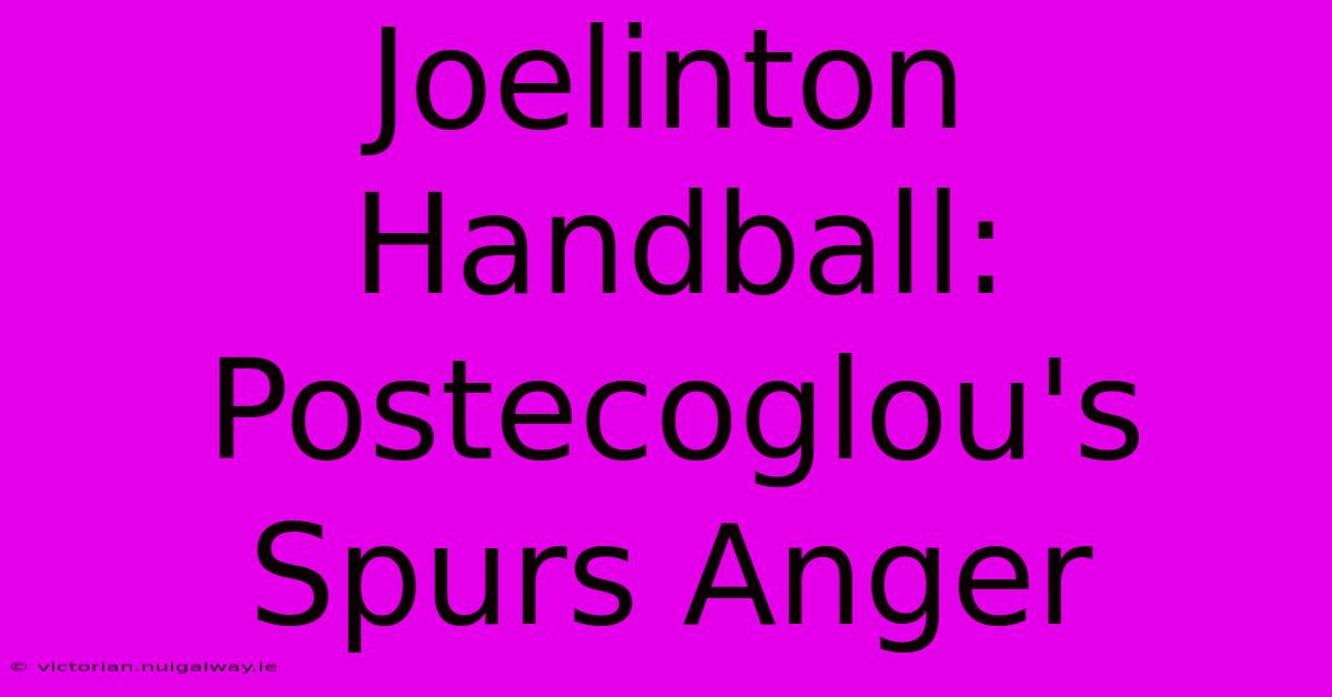 Joelinton Handball: Postecoglou's Spurs Anger