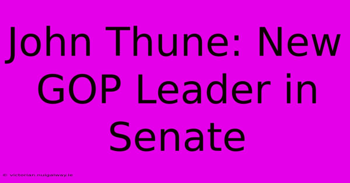 John Thune: New GOP Leader In Senate