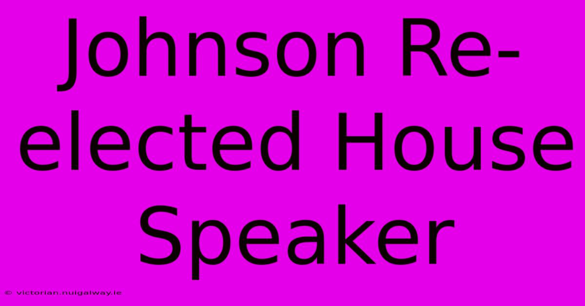 Johnson Re-elected House Speaker