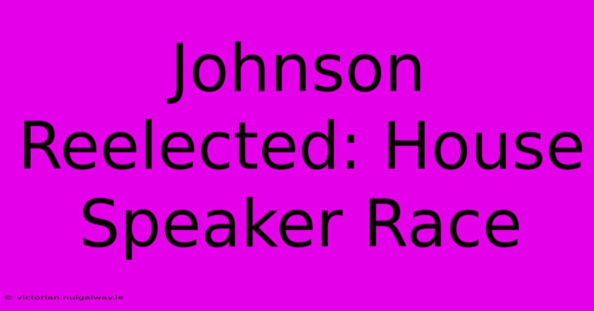 Johnson Reelected: House Speaker Race