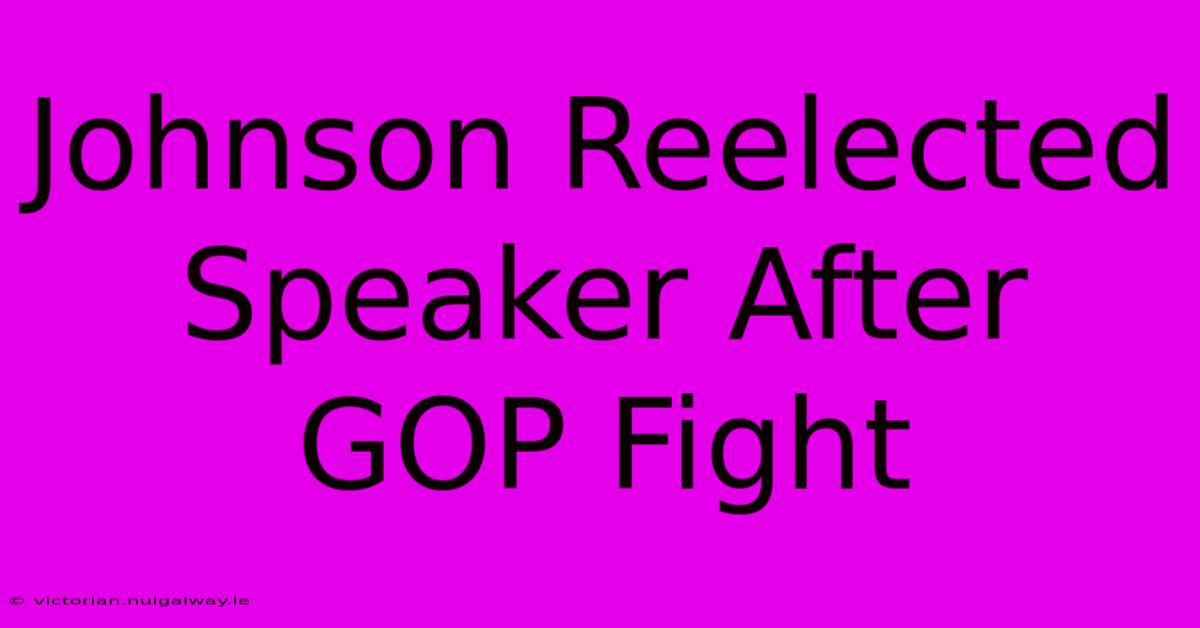 Johnson Reelected Speaker After GOP Fight