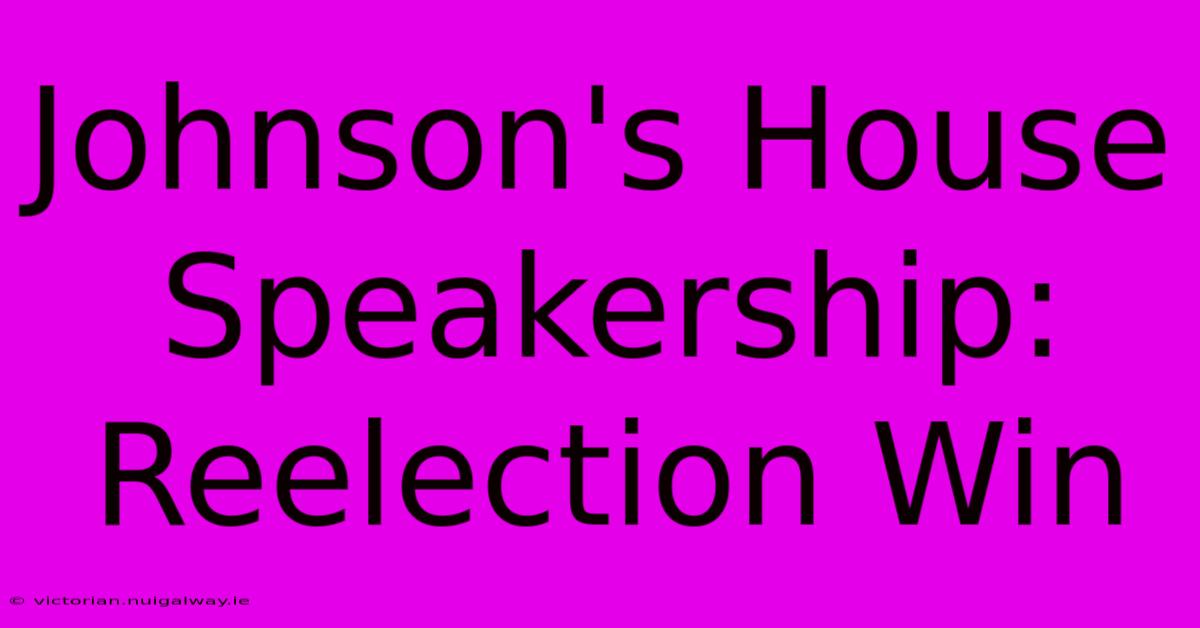 Johnson's House Speakership: Reelection Win