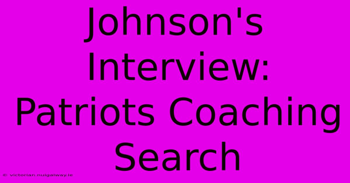 Johnson's Interview: Patriots Coaching Search