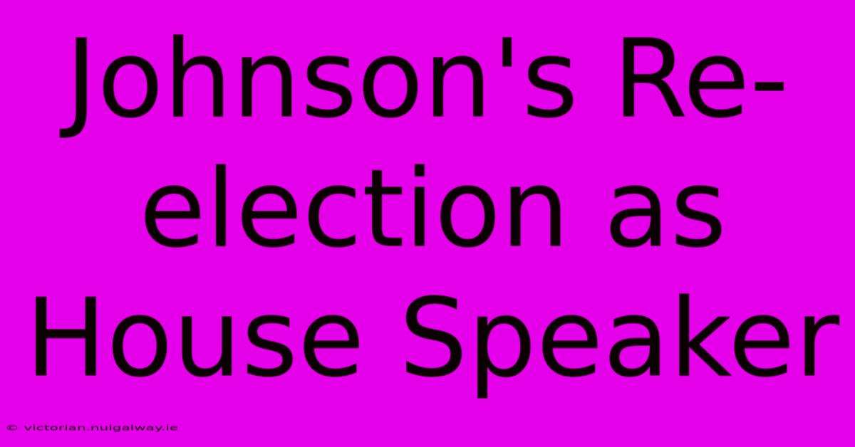 Johnson's Re-election As House Speaker