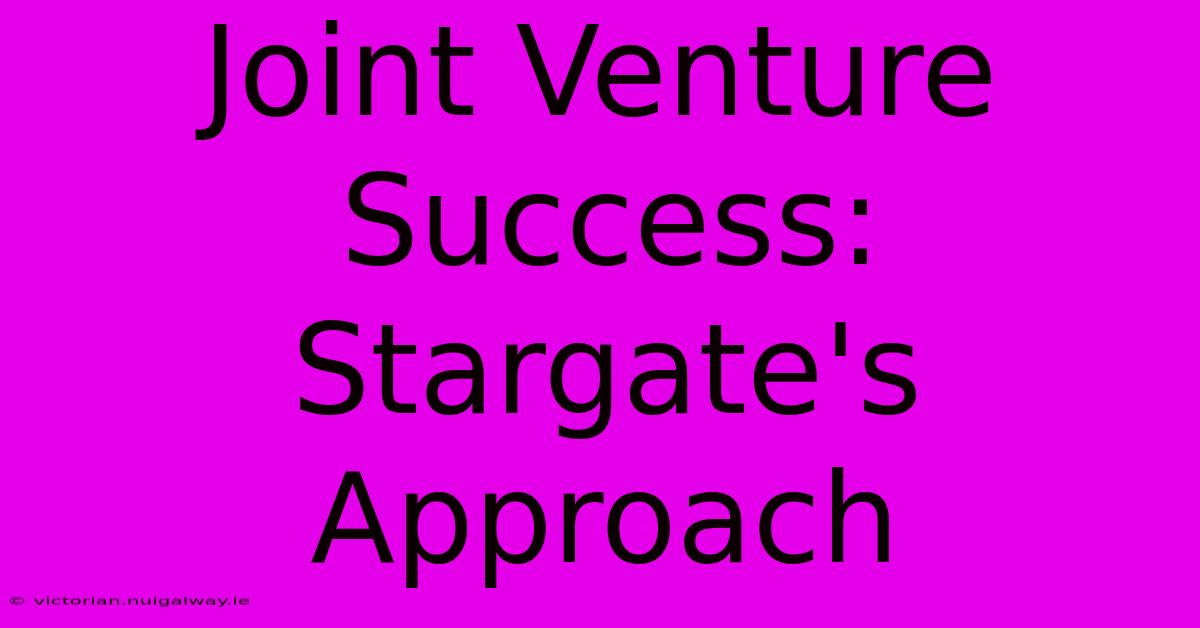 Joint Venture Success: Stargate's Approach