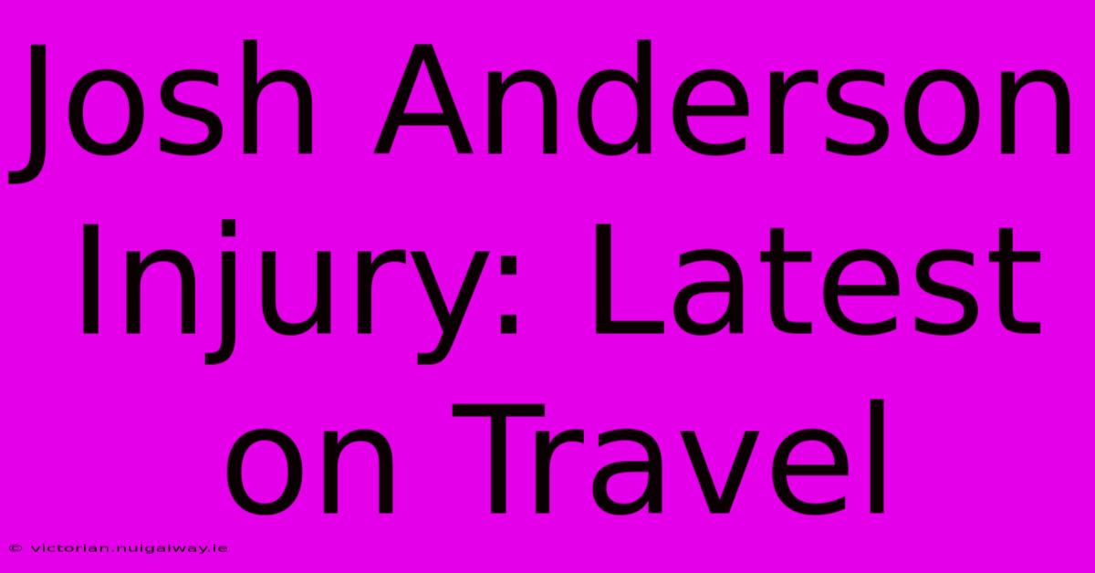 Josh Anderson Injury: Latest On Travel 