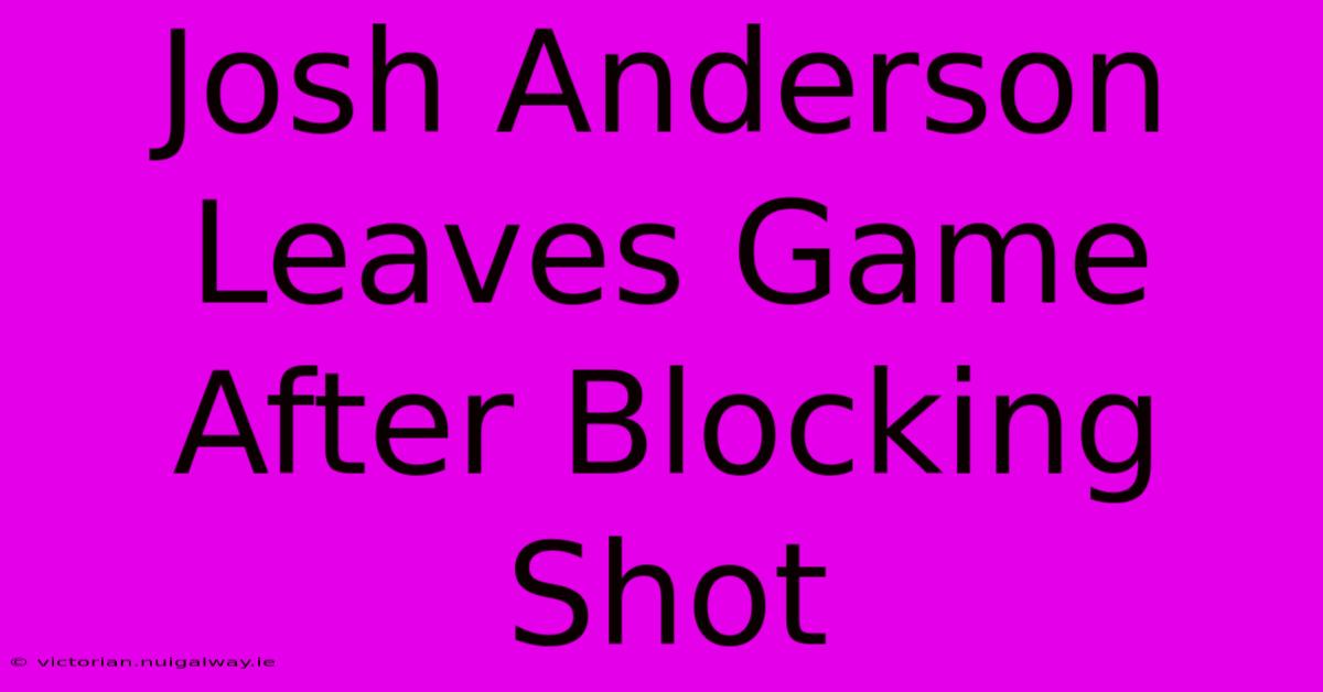 Josh Anderson Leaves Game After Blocking Shot