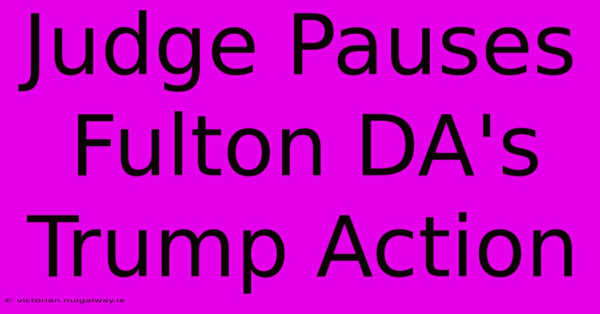 Judge Pauses Fulton DA's Trump Action