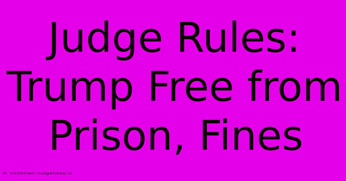 Judge Rules: Trump Free From Prison, Fines