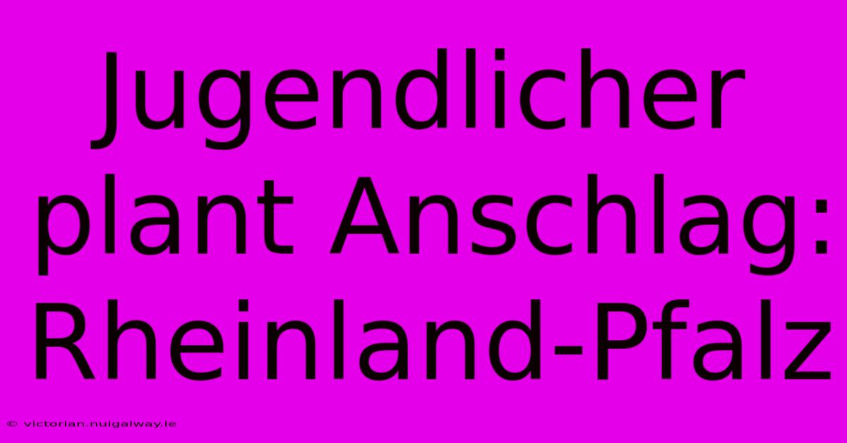 Jugendlicher Plant Anschlag: Rheinland-Pfalz