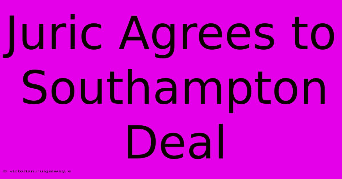 Juric Agrees To Southampton Deal