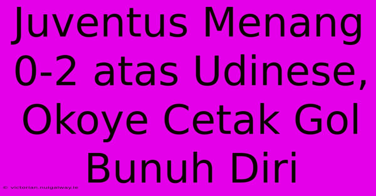 Juventus Menang 0-2 Atas Udinese, Okoye Cetak Gol Bunuh Diri