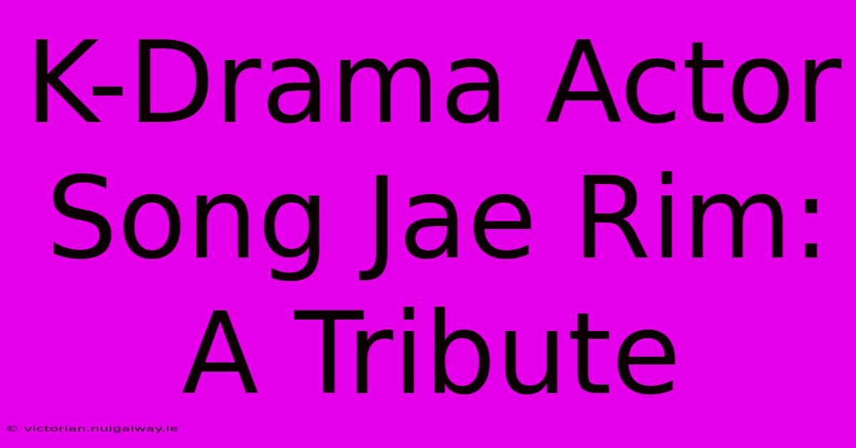 K-Drama Actor Song Jae Rim: A Tribute 