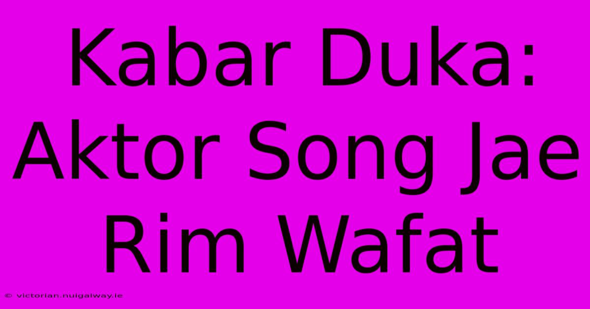 Kabar Duka: Aktor Song Jae Rim Wafat