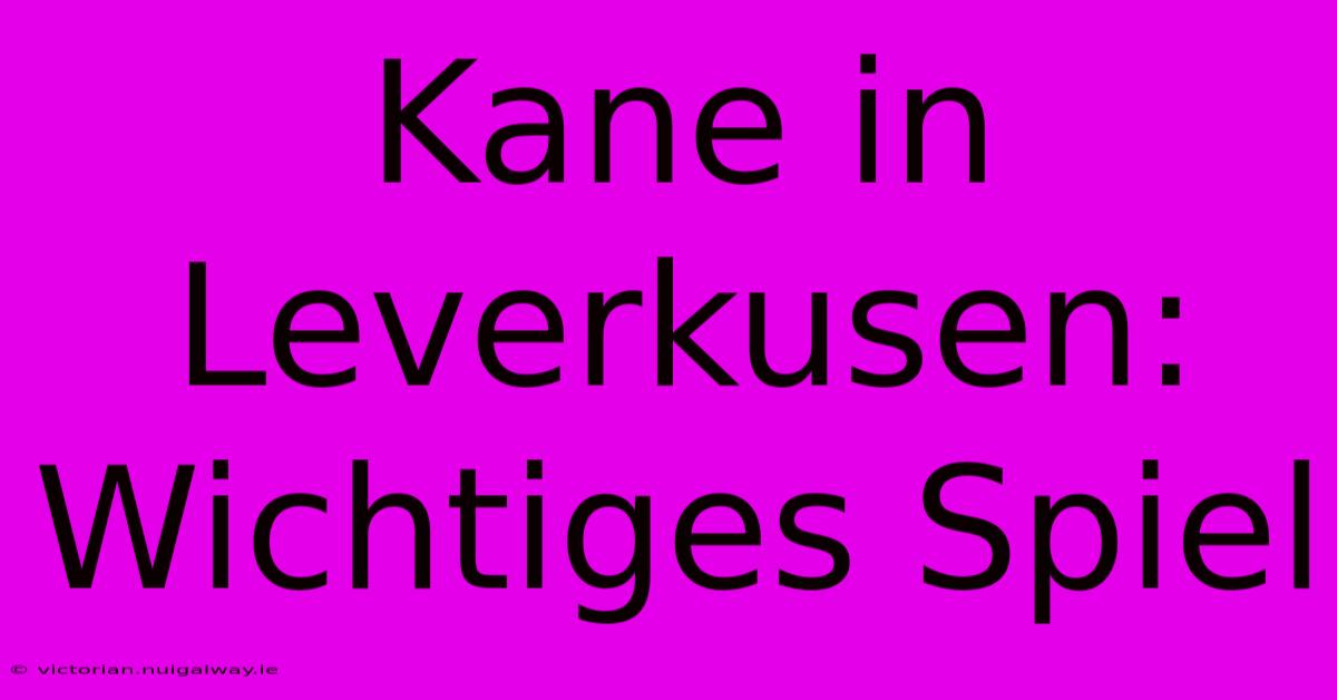 Kane In Leverkusen:  Wichtiges Spiel