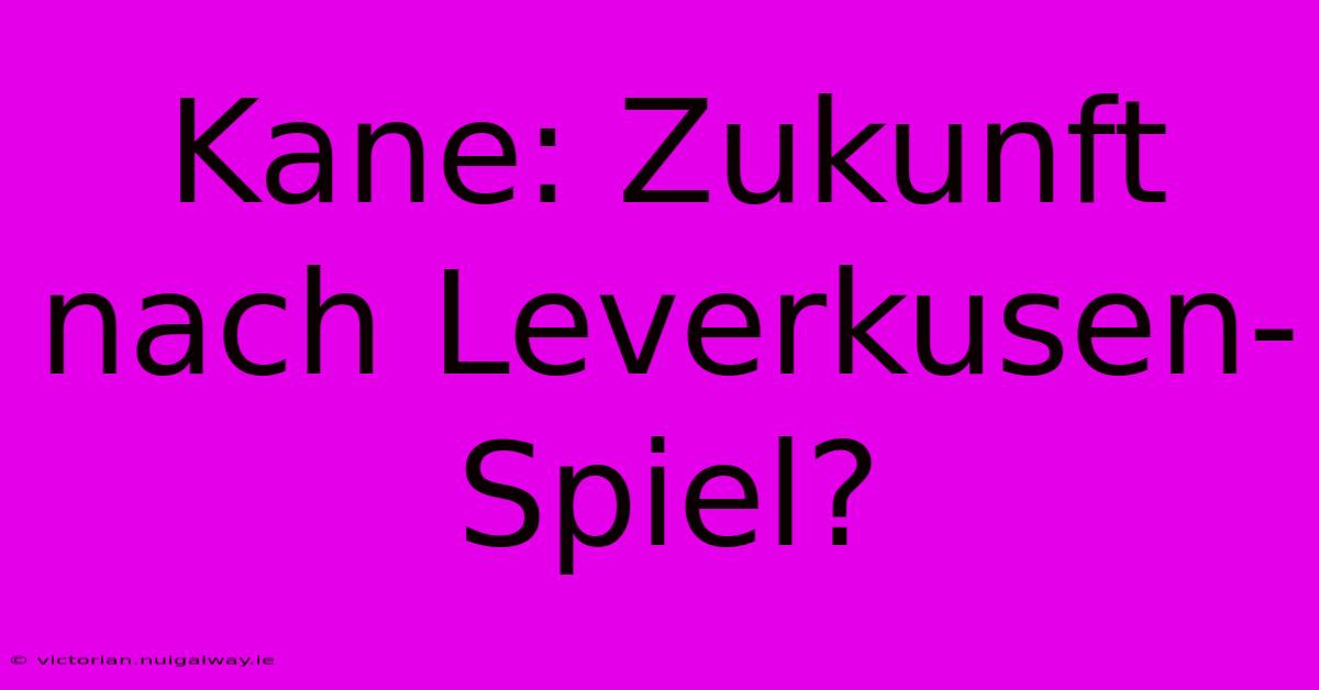 Kane: Zukunft Nach Leverkusen-Spiel?