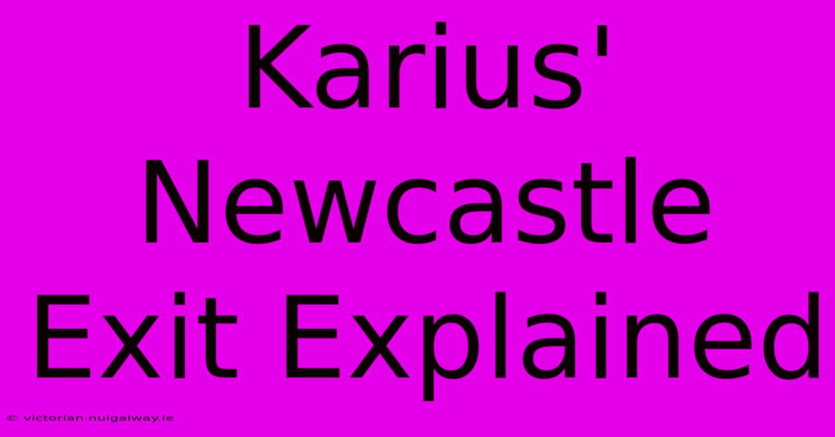 Karius' Newcastle Exit Explained