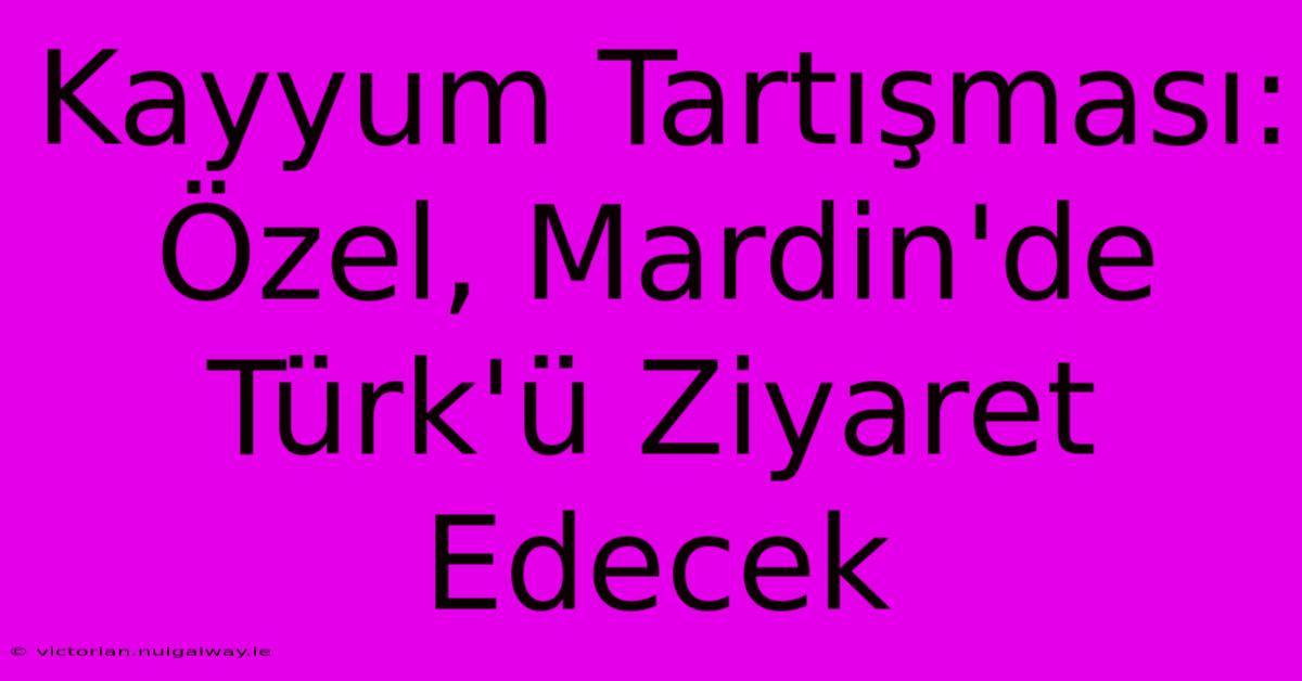 Kayyum Tartışması: Özel, Mardin'de Türk'ü Ziyaret Edecek