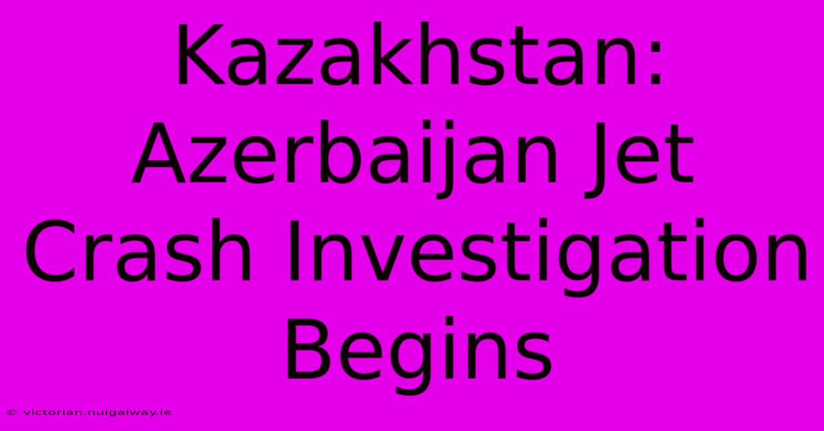 Kazakhstan: Azerbaijan Jet Crash Investigation Begins