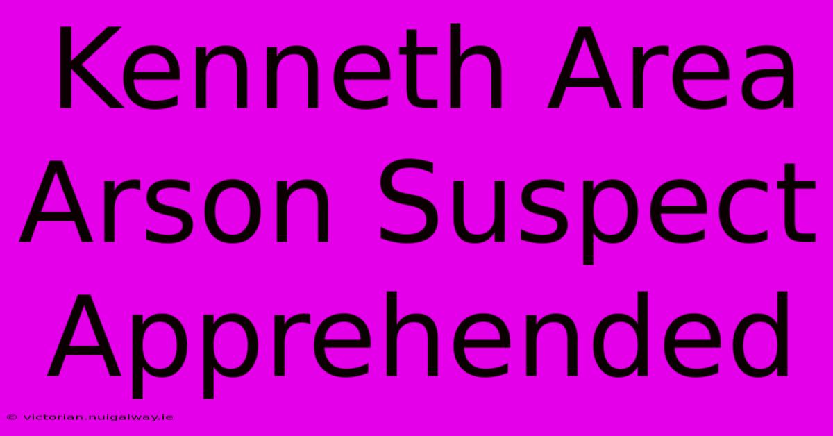 Kenneth Area Arson Suspect Apprehended