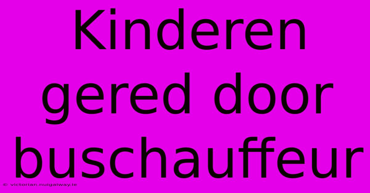 Kinderen Gered Door Buschauffeur