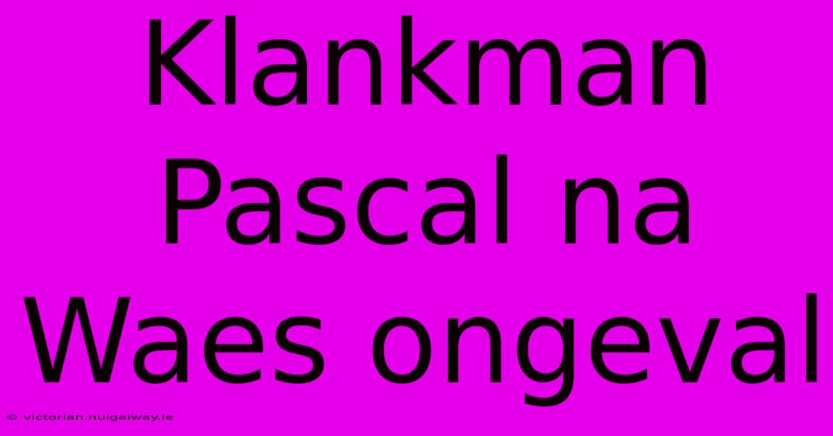 Klankman Pascal Na Waes Ongeval