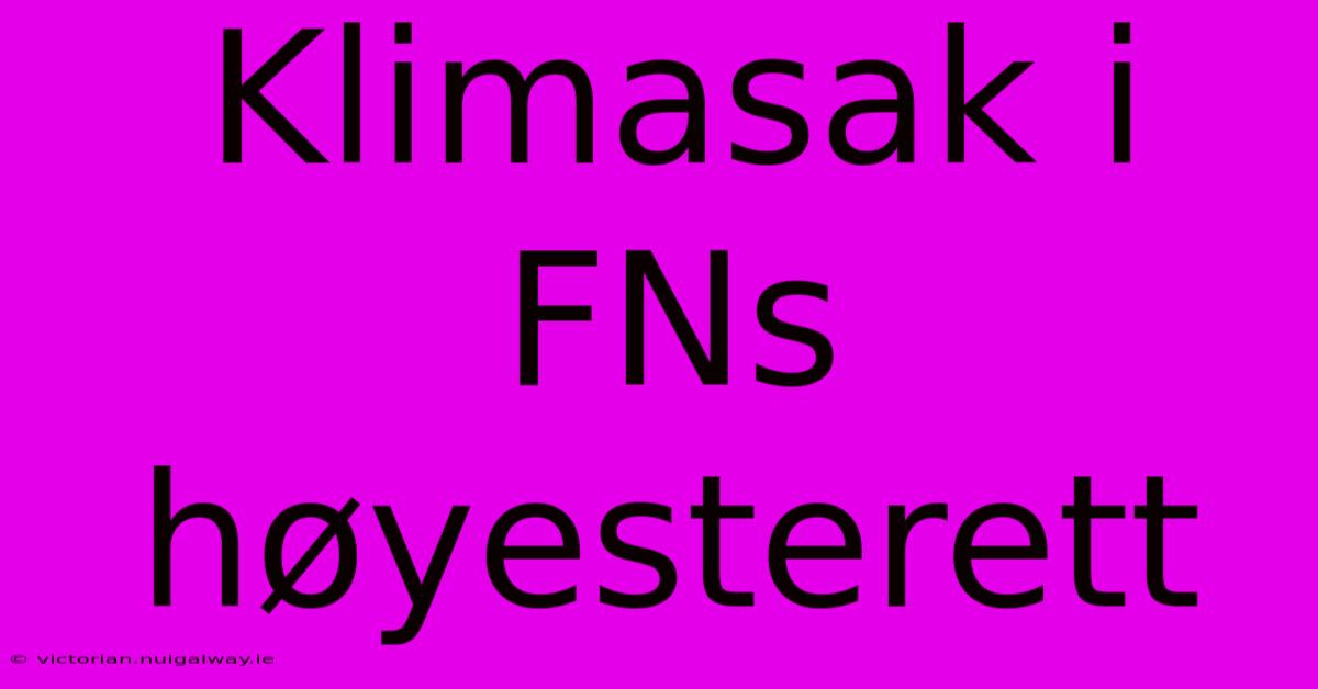 Klimasak I FNs Høyesterett