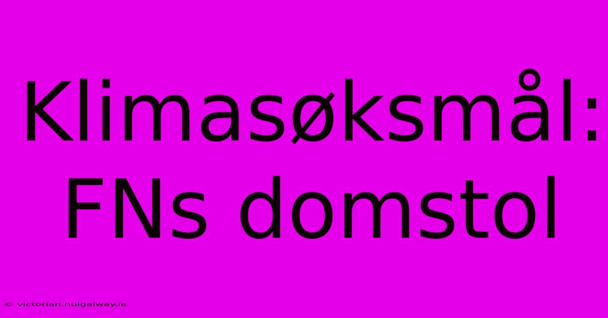 Klimasøksmål: FNs Domstol