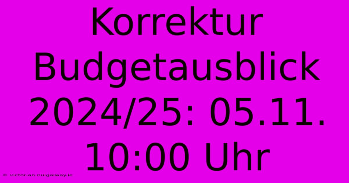 Korrektur Budgetausblick 2024/25: 05.11. 10:00 Uhr 