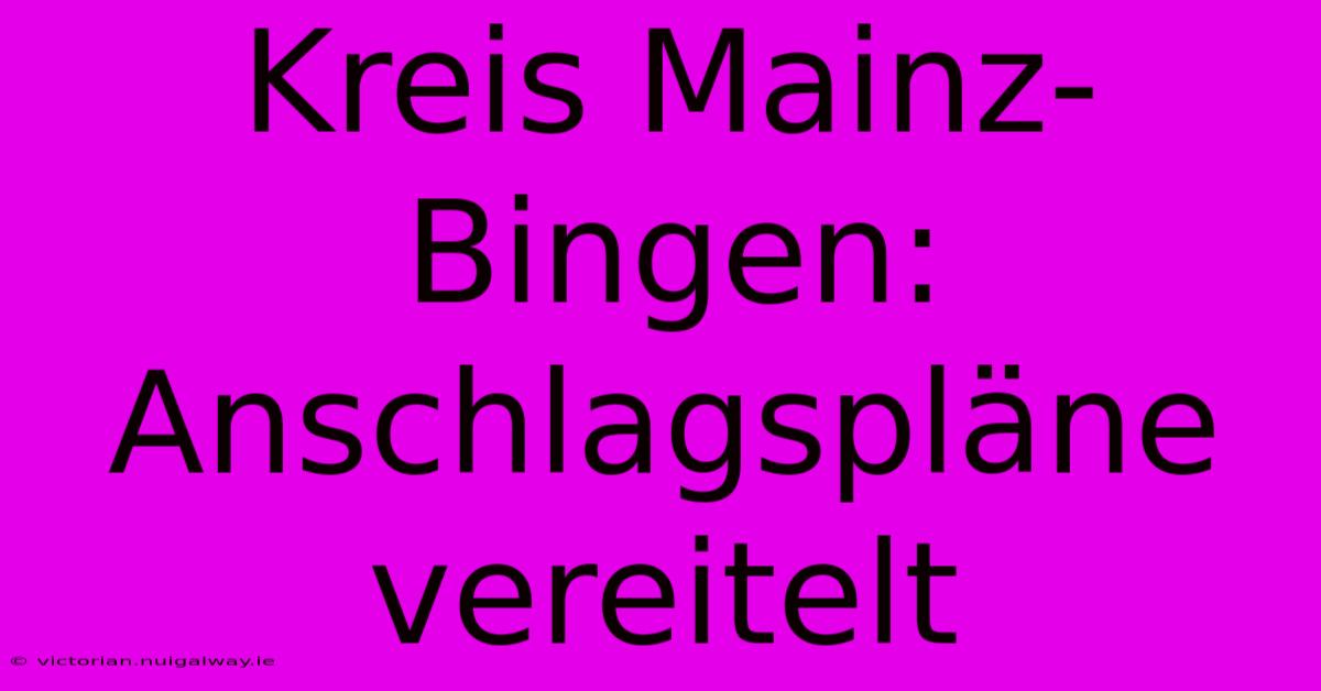 Kreis Mainz-Bingen: Anschlagspläne Vereitelt