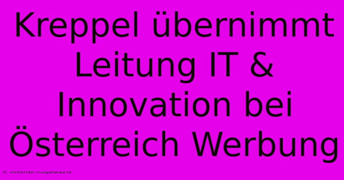 Kreppel Übernimmt Leitung IT & Innovation Bei Österreich Werbung