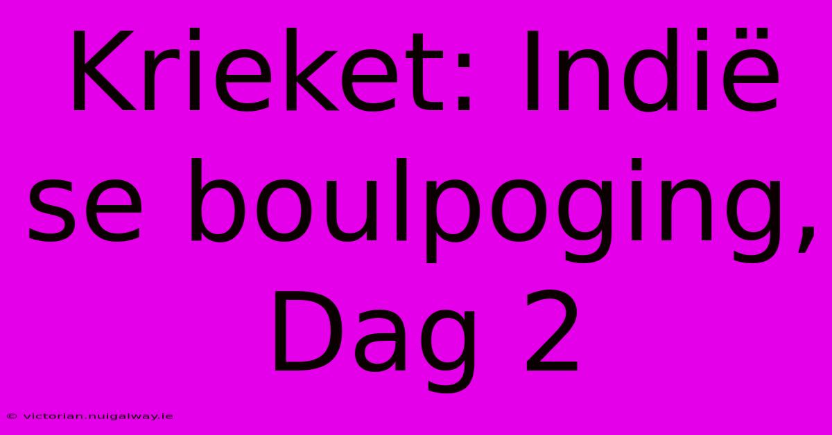 Krieket: Indië Se Boulpoging, Dag 2