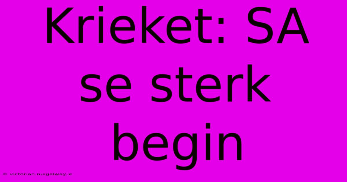 Krieket: SA Se Sterk Begin