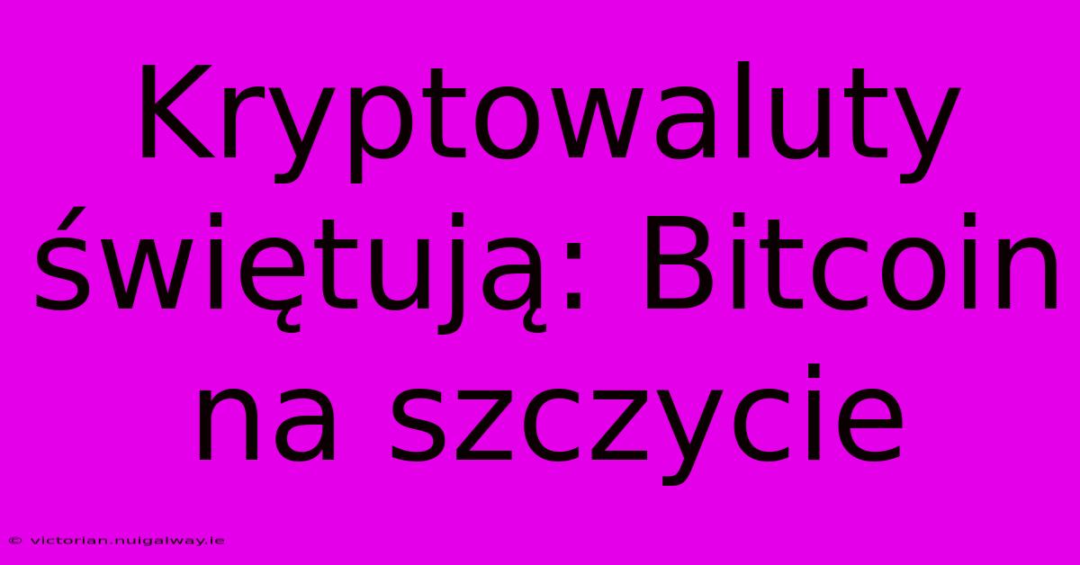 Kryptowaluty Świętują: Bitcoin Na Szczycie