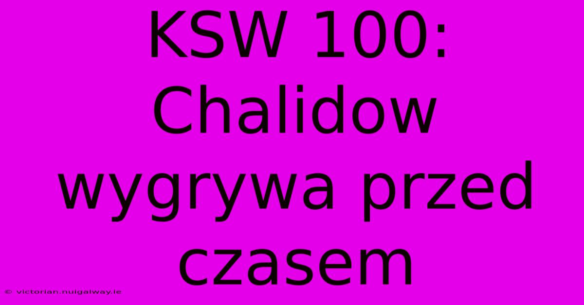 KSW 100: Chalidow Wygrywa Przed Czasem